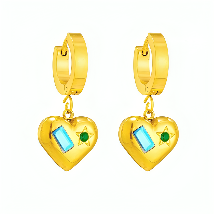 Zircon Hoop Earring(Heart shape) - Oraish Store