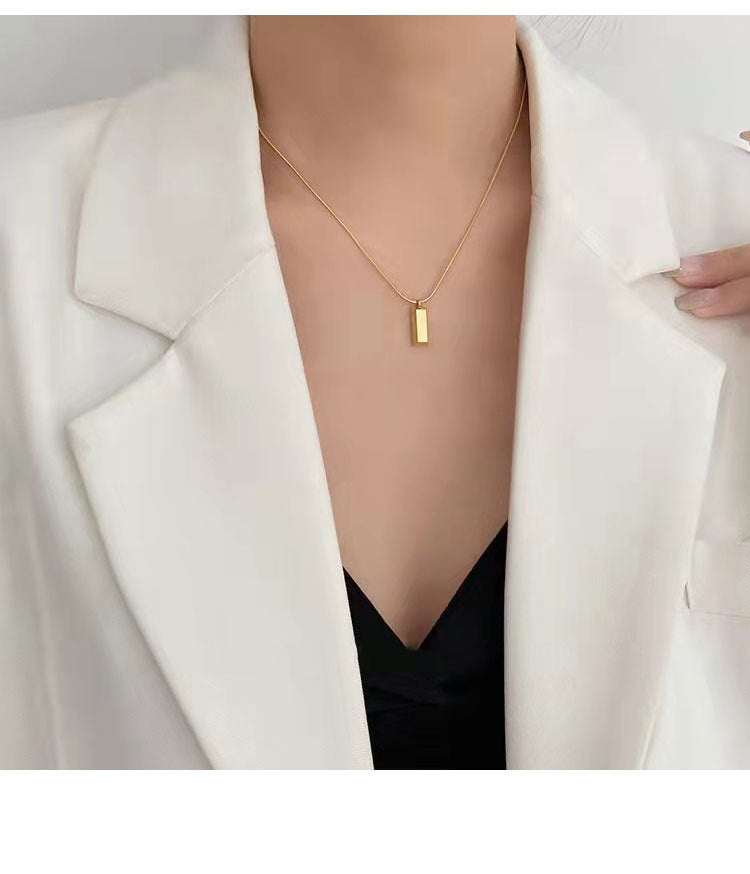 Gold Bar Shaped Pendant Necklace - Oraish Store
