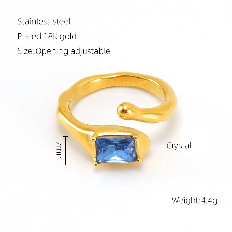 Retro Blue Crystal Ring - Oraish Store