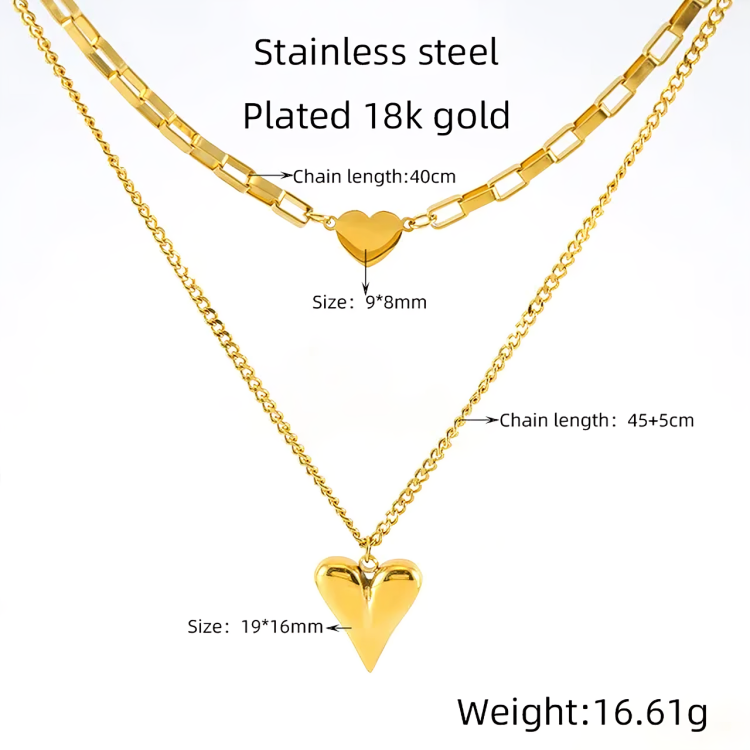 Double Chain Heart Pendant - Oraish Store