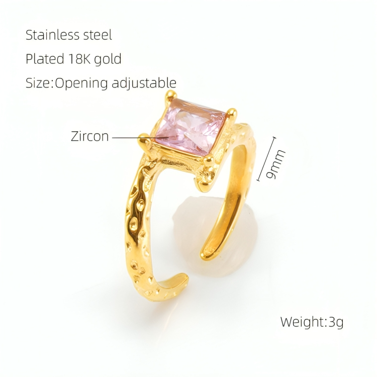 Retro Pink Crystal Ring - Oraish Store