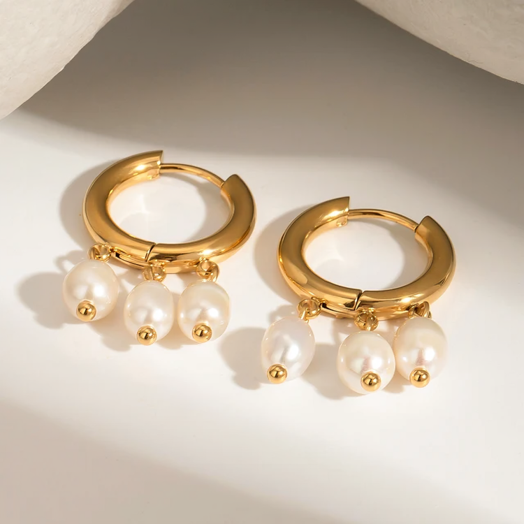 Pearl Huggie Hoops - Oraish Store