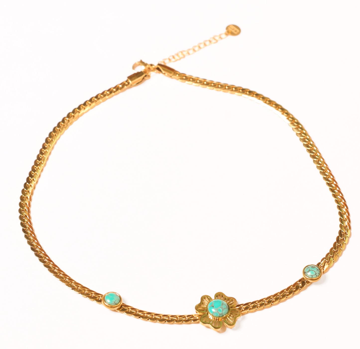 Turquoise Flower Clavicle Chain Necklace - Oraish Store