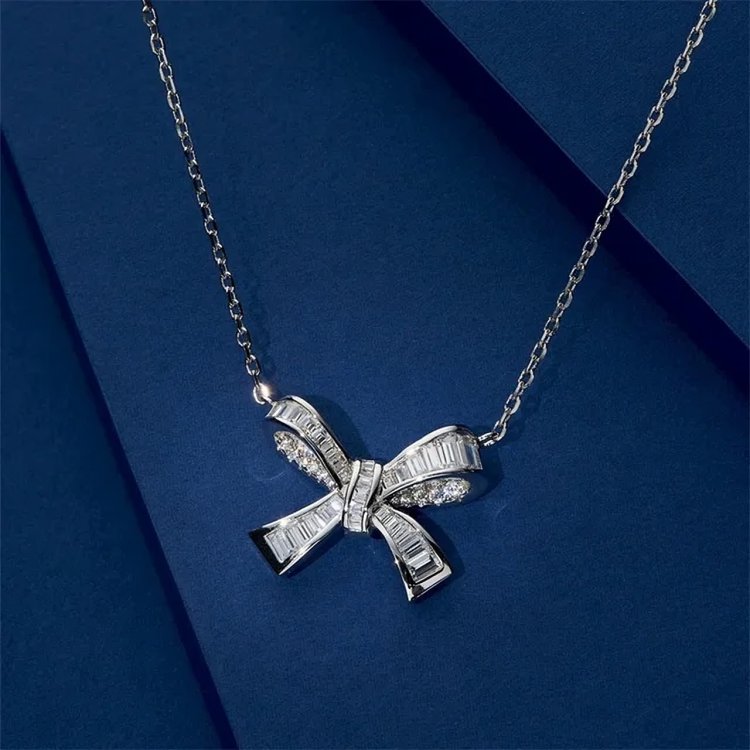 Bowknot Pendant Necklace (Silver) - Oraish Store