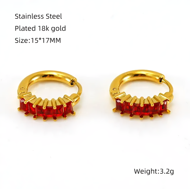Retro Colored Zircon Hoop Earings - Oraish Store