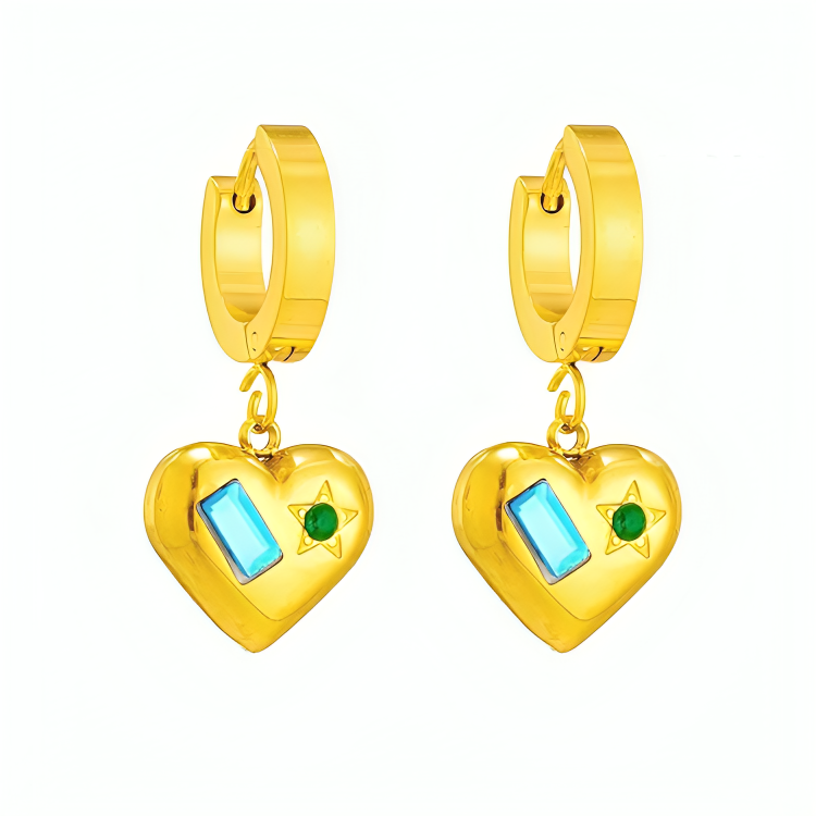 Zircon Hoop Earring(Heart shape)