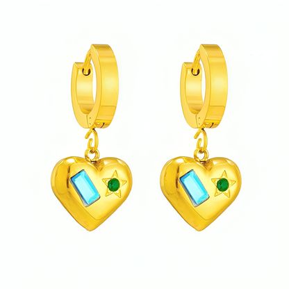 Zircon Hoop Earring(Heart shape) - Oraish Store