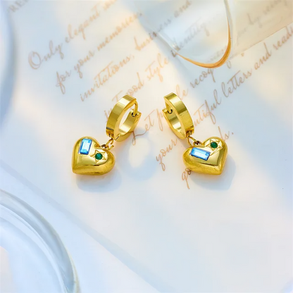 Zircon Hoop Earring(Heart shape) - Oraish Store