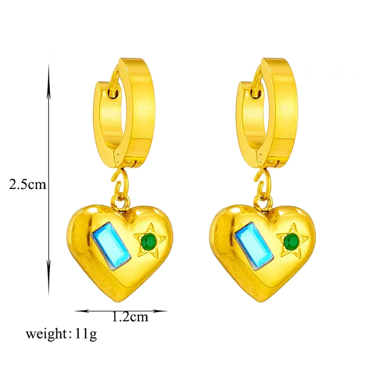 Zircon Hoop Earring(Heart shape)