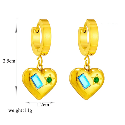 Zircon Hoop Earring(Heart shape) - Oraish Store