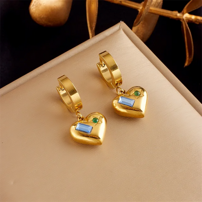 Zircon Hoop Earring(Heart shape) - Oraish Store