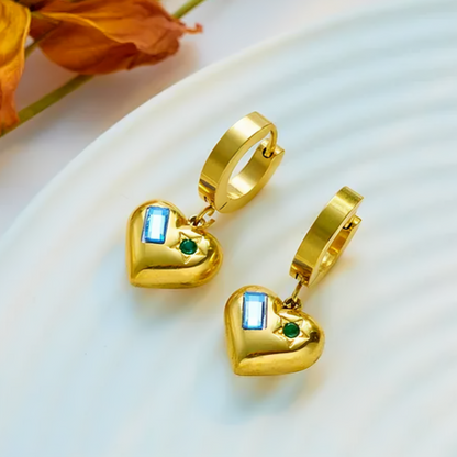 Zircon Hoop Earring(Heart shape) - Oraish Store