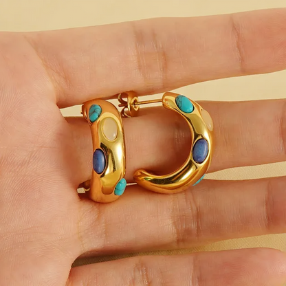Cubic Turquoise C- Shaped Studs - Oraish Store