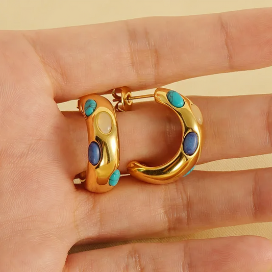 Cubic Turquoise C- Shaped Studs - Oraish Store