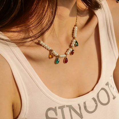 Pearl Zircon Necklace - Oraish Store