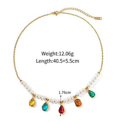 Pearl Zircon Necklace - Oraish Store