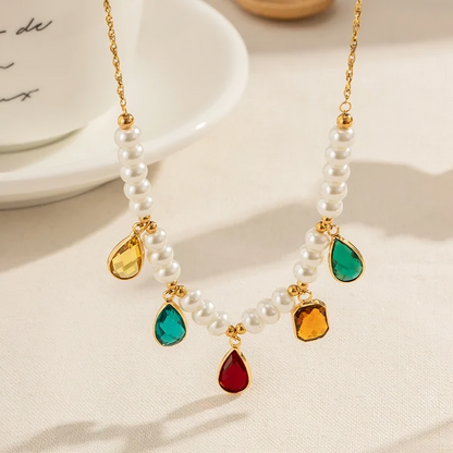 Pearl Zircon Necklace - Oraish Store