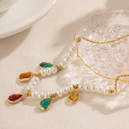 Pearl Zircon Necklace - Oraish Store