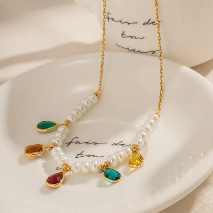 Pearl Zircon Necklace - Oraish Store