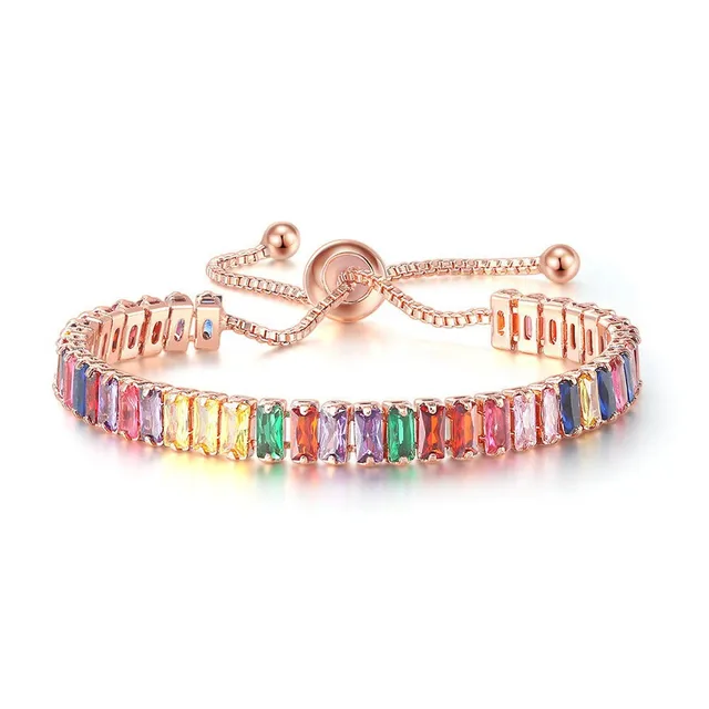 Colored Zircon Crystal Tennis  Bracelet