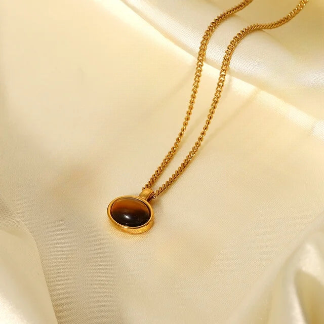 Oval Brown Crystal Necklace