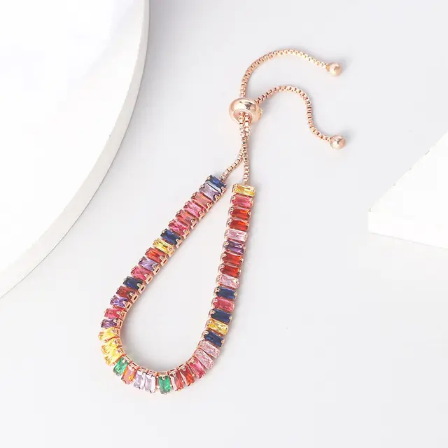 Colored Zircon Crystal Tennis  Bracelet