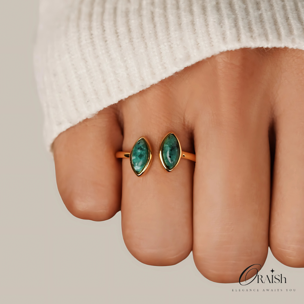Jade Green Stone Ring - Oraish Store