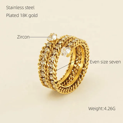 Full Diamond Multi-Layer Ring - Oraish Store