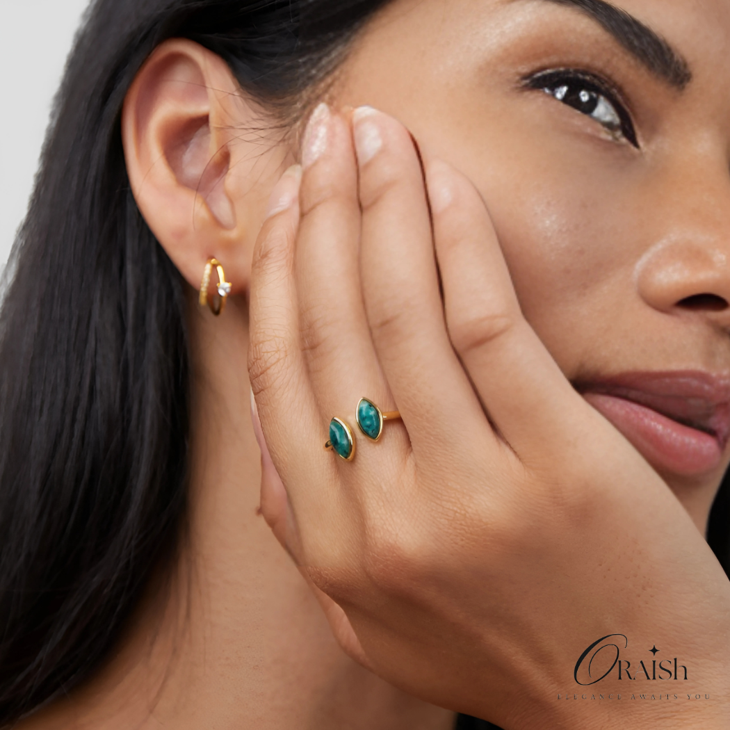 Jade Green Stone Ring - Oraish Store