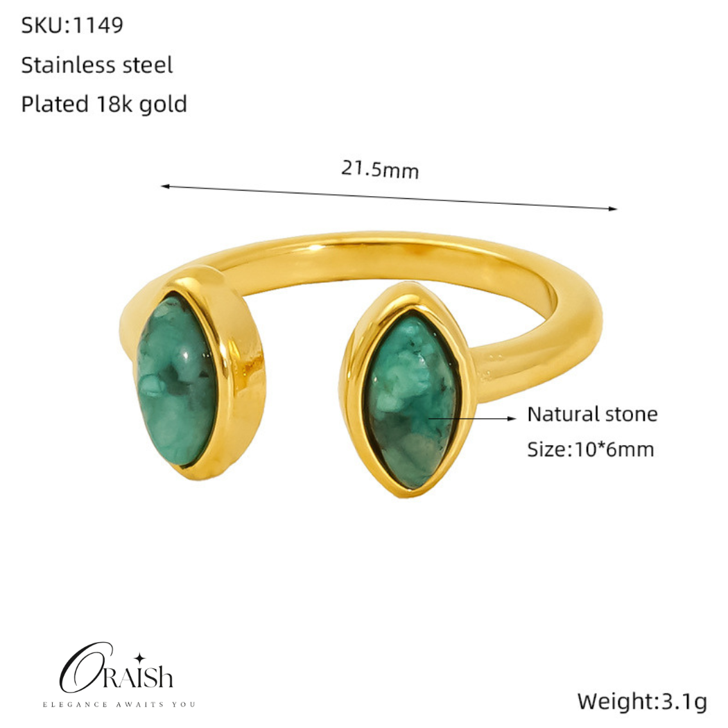 Jade Green Stone Ring - Oraish Store