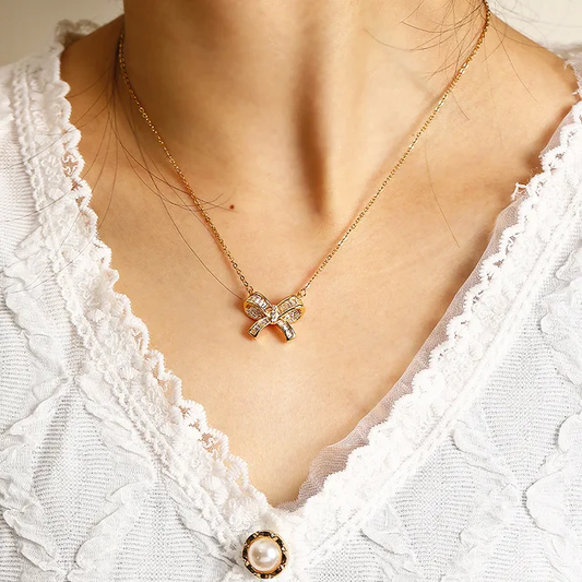 Bowknot pendant necklace(Golden)