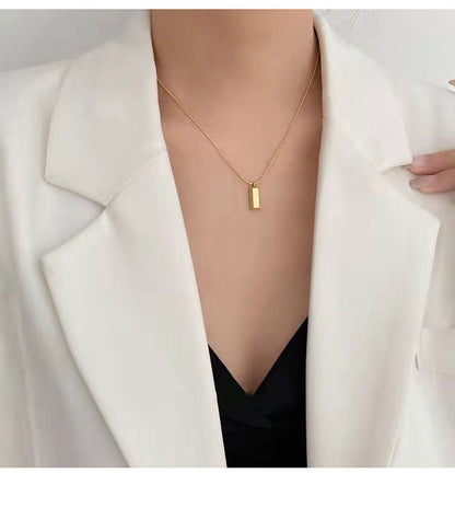 Gold Bar Shaped Pendant Necklace - Oraish Store