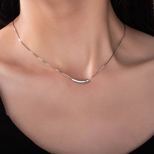 Clavicle Snake Bone Chain Necklace (Silver)