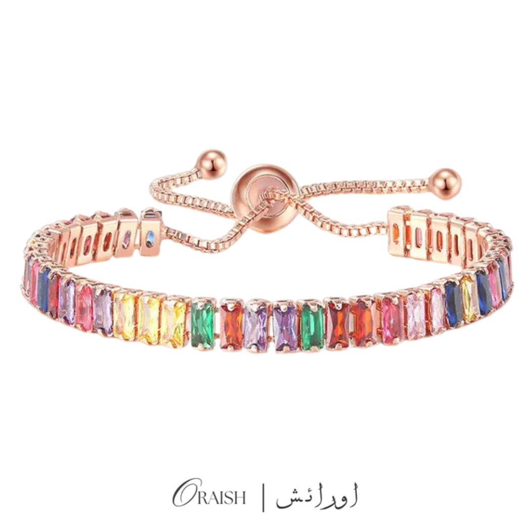 Colored Zircon Crystal Tennis  Bracelet
