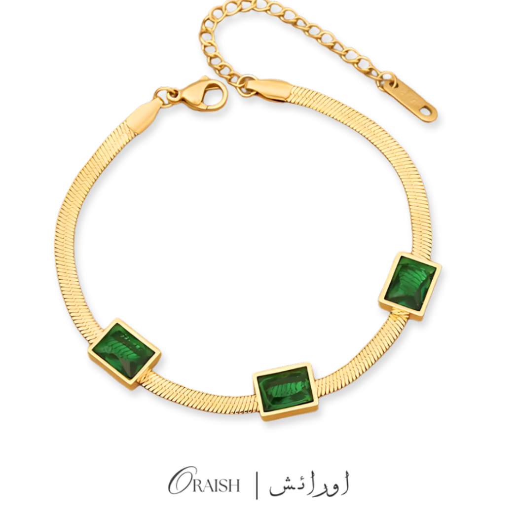 Emerald Snake Chain Bracelet