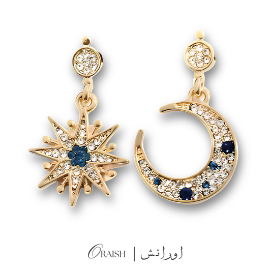 Star Moon Dangle Droop Earrings(Golden)