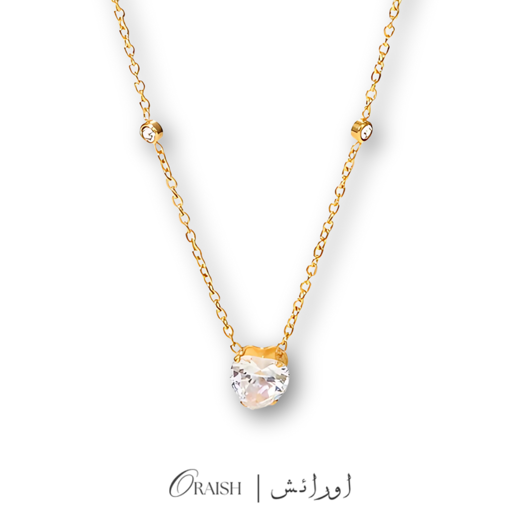 White Heart Pendant Necklace