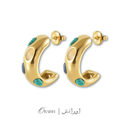 Cubic Turquoise C- Shaped Studs