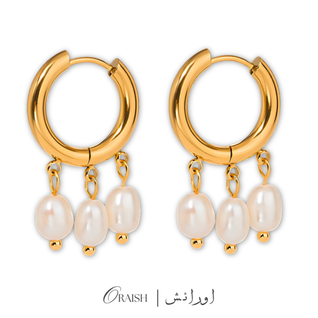 Pearl Huggie Hoops