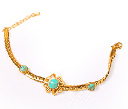 Turquoise Flower Bracelet - Oraish Store