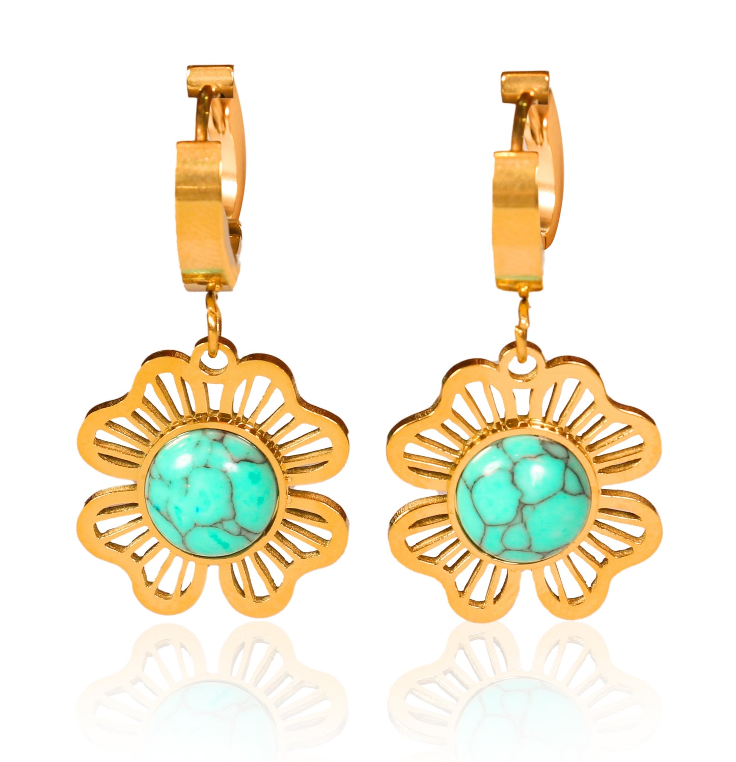 Turquoise Flower Hoops