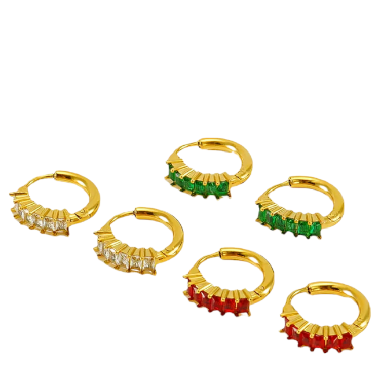 Retro Colored Zircon Hoop Earings