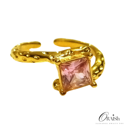 Retro Pink Crystal Ring - Oraish Store