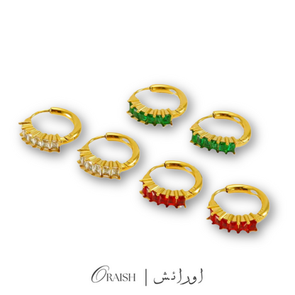 Retro Colored Zircon Hoop Earings