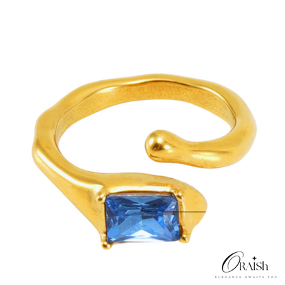 Retro Blue Crystal Ring - Oraish Store