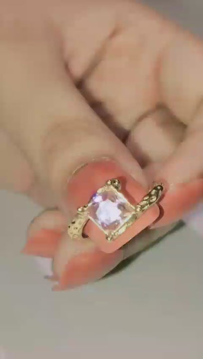 Retro Pink Crystal Ring