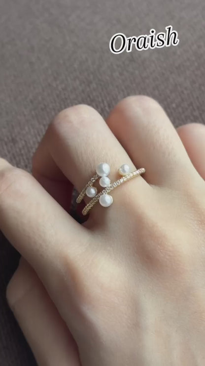 Simple Pearl Zirconia Ring