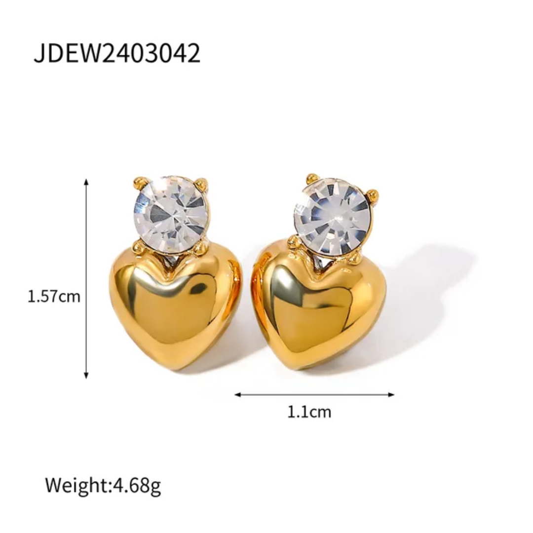 Zircon Heart Studs