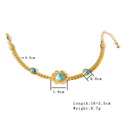 Turquoise Flower Bracelet - Oraish Store