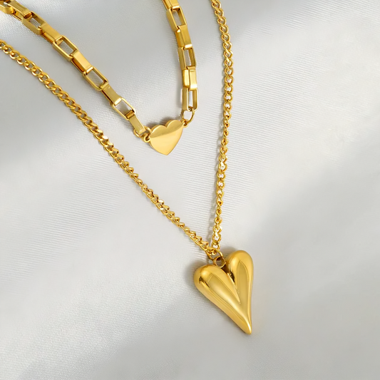 Double Chain Heart Pendant - Oraish Store